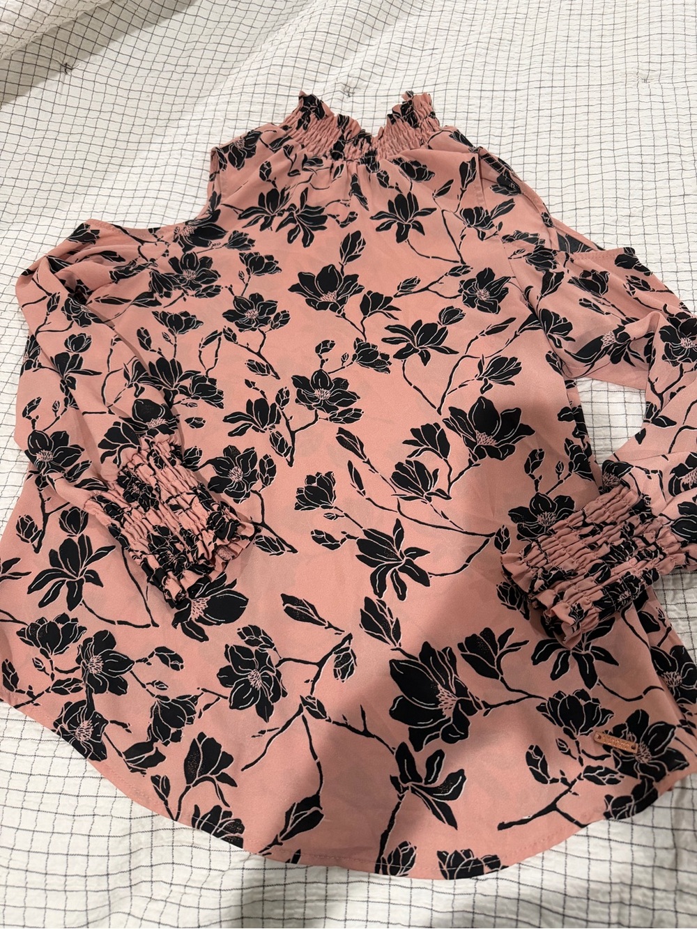 Ivanka Trump Pink Floral Cold-Shoulder Blouse